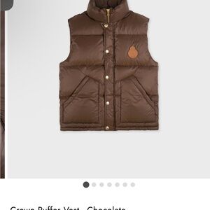 Sporty & Rich Brown Puffer Vest with Logo Patch
